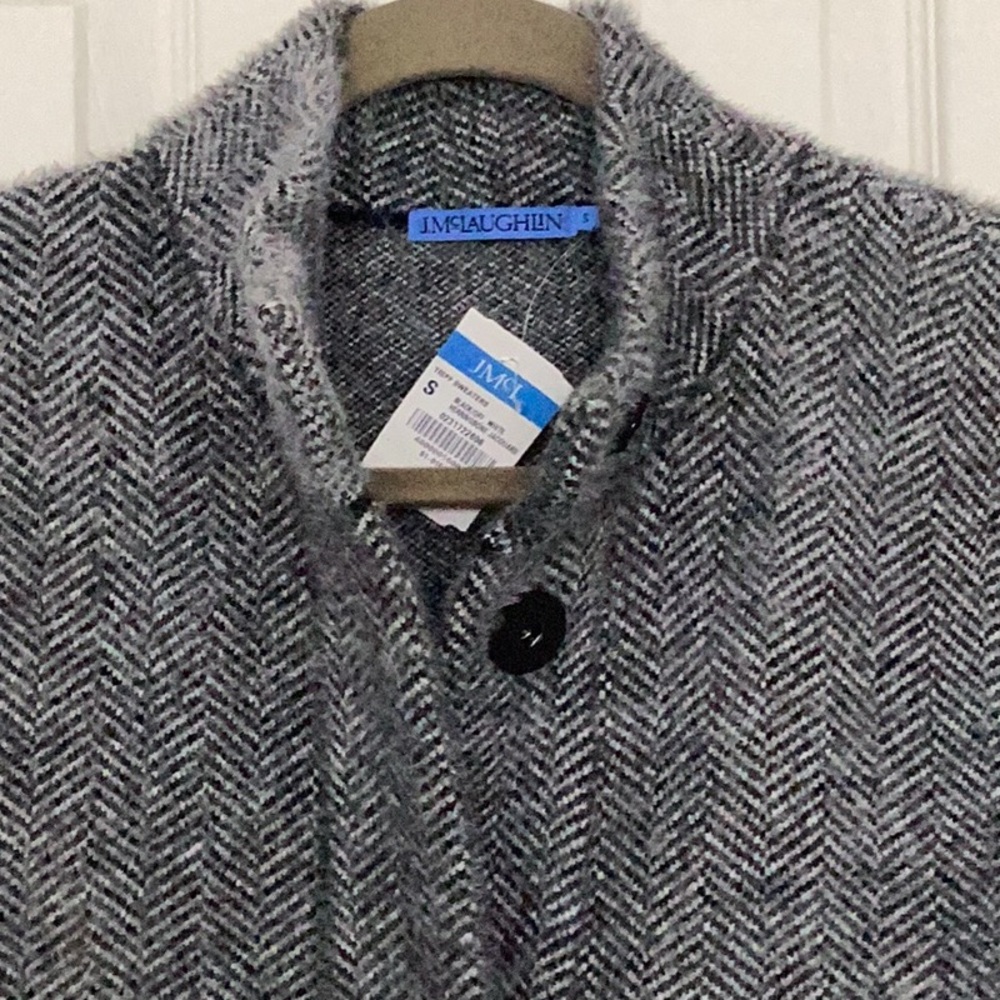 J. McLaughlin Gray Herringbone Trench Coat